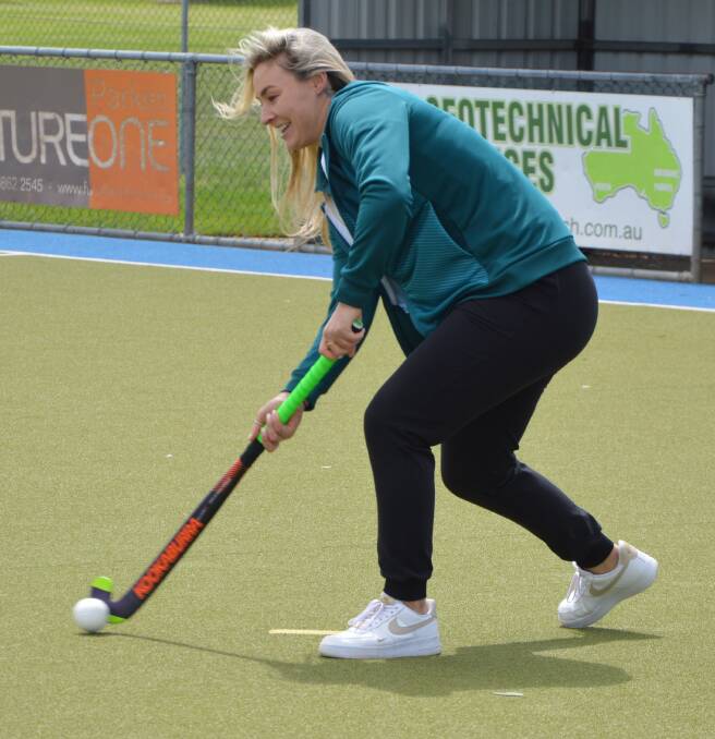 GOLDEN GIRL: Parkes' Mariah Williams, a current Olympian and Hockeyroo, has a hit on the Stephen Davies Field - which is set to get a complete redevelopment - on Monday. Photo: KRISTY WILLIAMS.