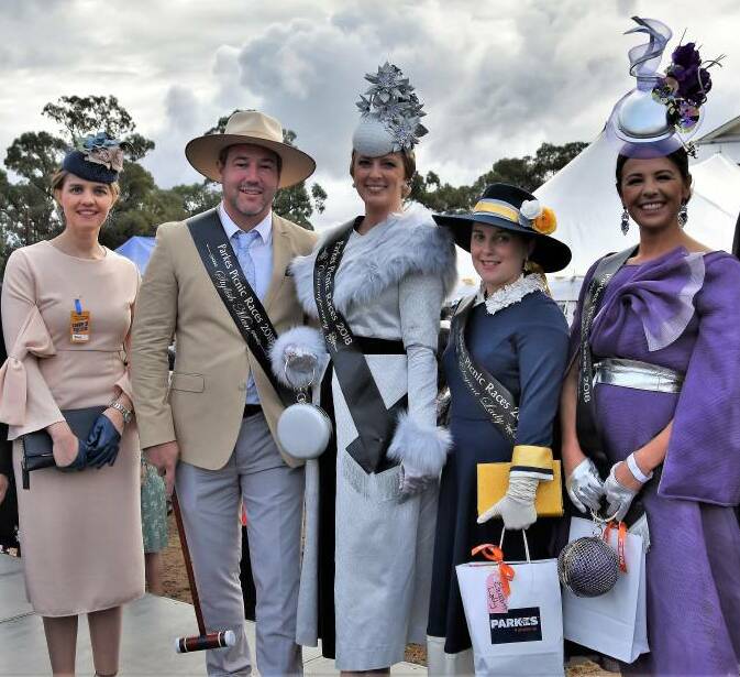 PICNICS COMING SOON: Some of the 2018 Fashions on the Field winners - Guest judge Julie Herbert, Ben Terry, Aimee Hay, Karlie de Kaste, and Melissa West.