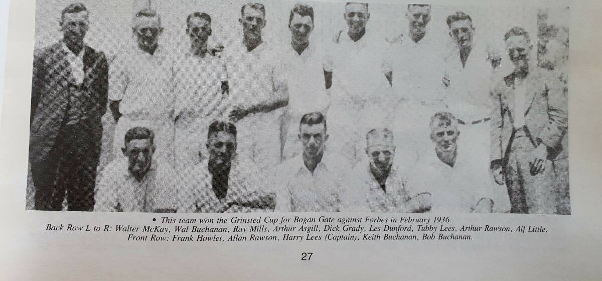 FIRST AND ONLY: The victorious 1936 Bogan Gate team. This photo was published in The Grinsted Cup - A Cricket Tradition by Michael Greenwood. 