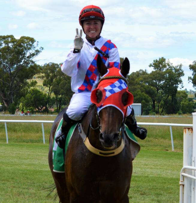 ALL SMILES: Tiffany Prout (pictured after a win in January this year) got the win aboard Hussniaki for Narromine trainer Troy McCarney in Gilgandra on Saturday. Photo: KRISTY WILLIAMS.