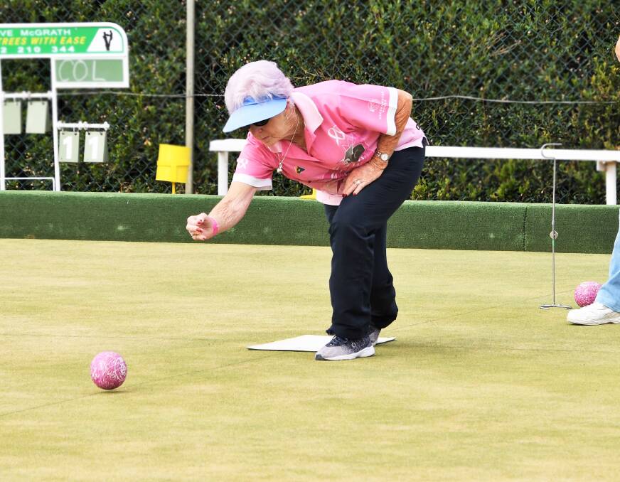LOOK AT THAT FOLLOW THROUGH: The talented Rhona Went sends one down at the Parkes Bowling and Sports Club. Photo: JENNY KINGHAM.