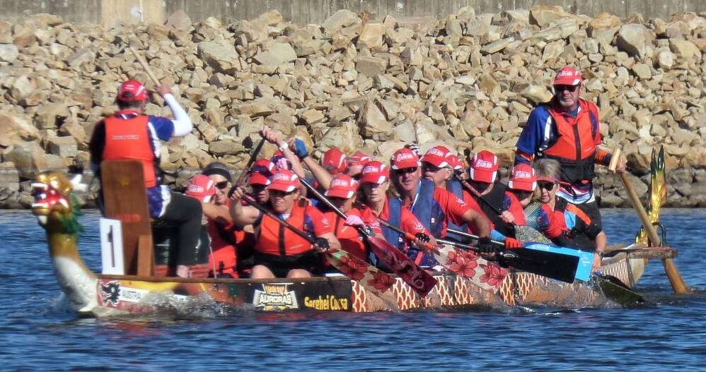 WHAT A DAY FOR A PADDLE: Parkes takes to the water on Sunday as part of the three year anniversary of the Parkes Dragon Boat Club conception. Photo: PDBC Facebook.