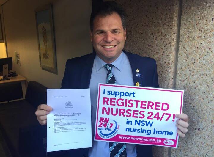 IMPORTANT: Phil'S 2017 attempt to reinstate registered nurses around the clock in nursing homes was blocked by the NSW National Liberal Government. Photo: SUPPLIED.
