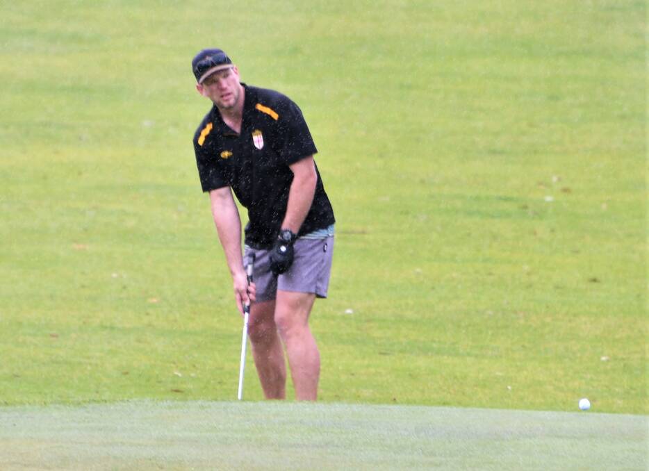 TEERIFFIC: Dan Ryan has a hit at the Parkes Golf Club. Dan has been in fine form of late and shot a credible 38. Photo: JENNY KINGHAM.
