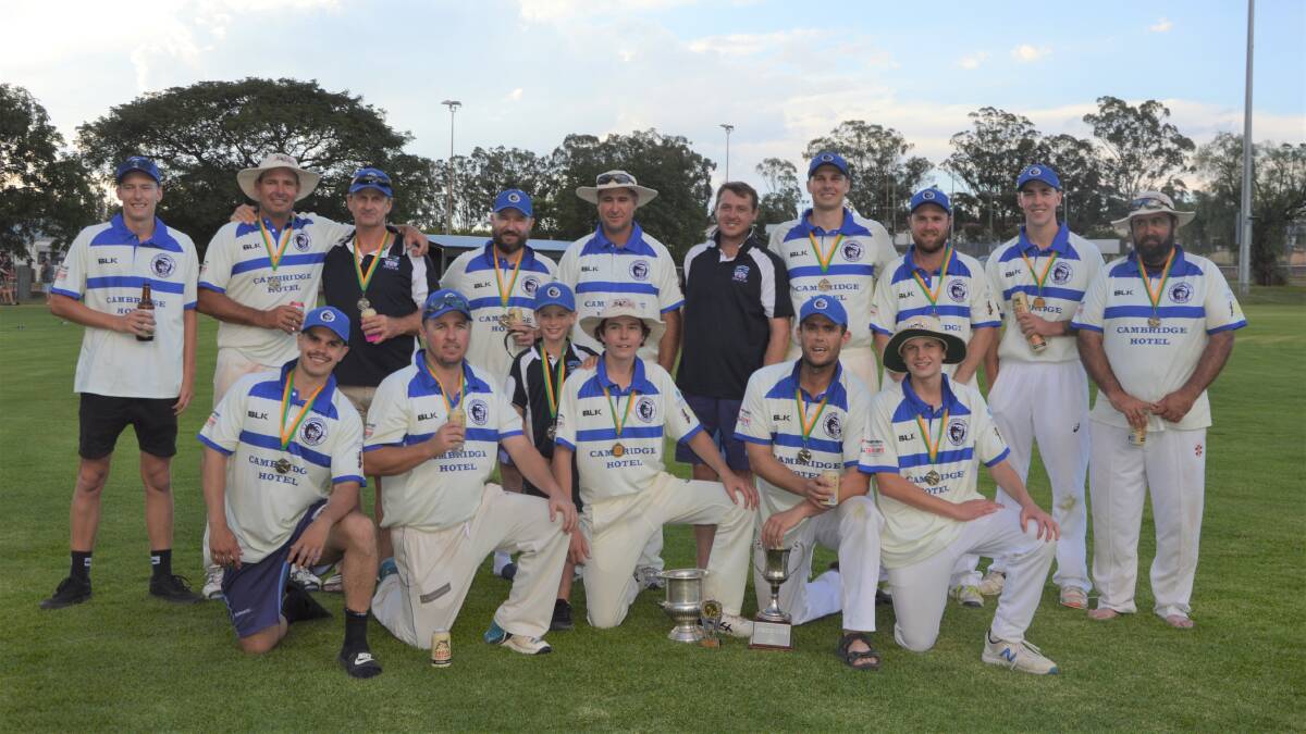 PREMIERSHIP WINNERS: The Cambridge Cats put in a dominant performance in the Lachlan Premier Cricket grand final win over the Parkes Colts. Photo: Kristy Williams.