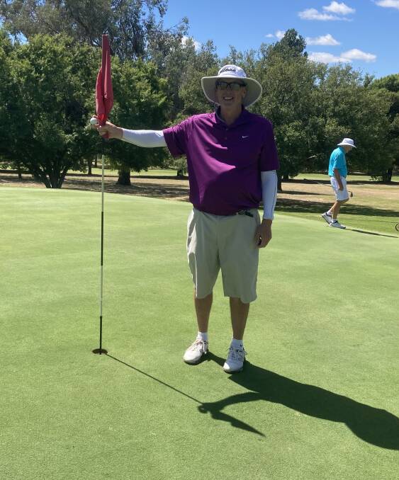 ALL SMILES: Long time Parkes Champion Post contributor Peter Bristol was pretty pleased after hitting his first ever hole in one on the weekend. Photo: SUPPLIED.