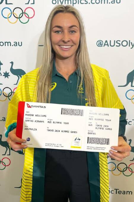 PARKES' GOLDEN GIRL: Mariah Williams with her ticket to the 2021 Tokyo Olympics, where she will be playing with the Hockeyroos. Photo: Supplied.