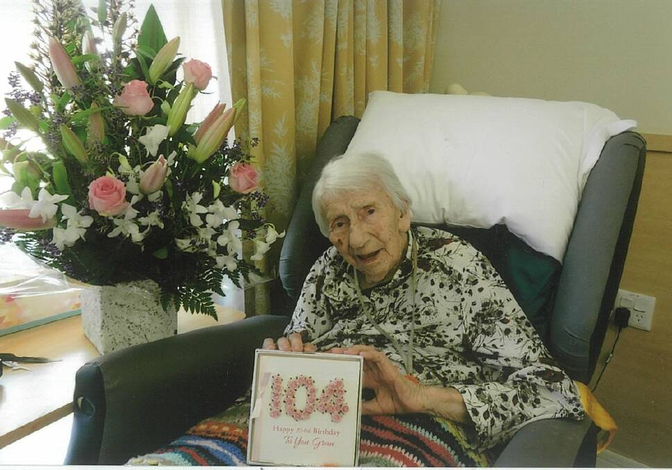HAPPY BIRTHDAY: Parkes' Doris Littlewood turned 104 on March 31. She celebrated with family at Southern Cross Care in Parkes. Photo: Supplied.