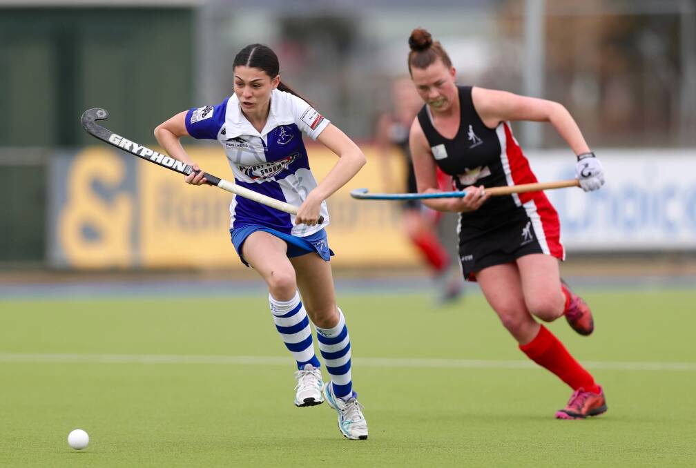 ON THE BURST: St Pat's Millie Fulton's is chased by Parkes' Savannah Draper. Fulton scored St Pat's goal, and was a constant threat for the Parkes defence. Photo: Phil Blatch.