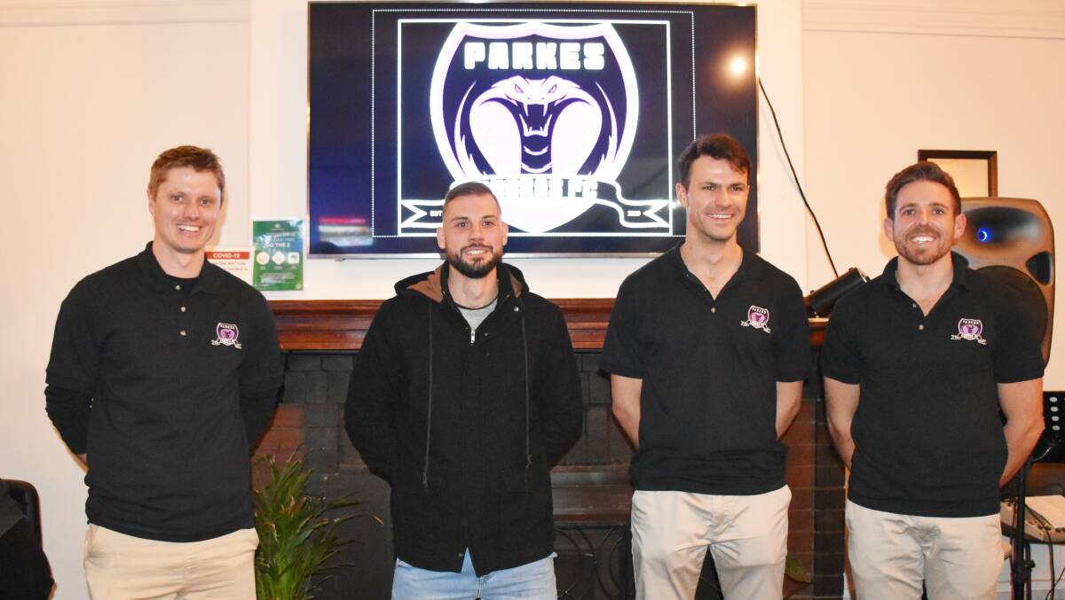 LEADING FROM THE FRONT: The 2020 Parkes Cobras Leadership Team at the Season Launch- Scott Knights, Vice-captain Shane Percy, Captain Brent Tucker and Adam Parker.