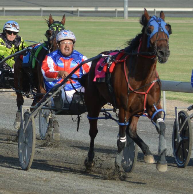 PUMPED: Brett Hutchings was stoked to get the win aboard Im Alrite at Parkes' Australia Day meeting. Photo: KRISTY WILLIAMS.