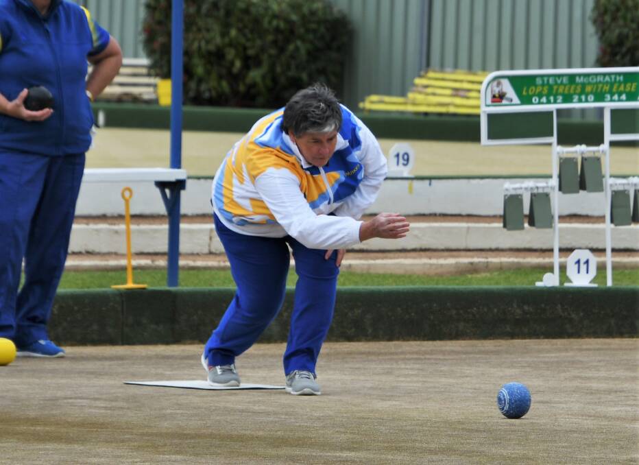 WINNER: Maree Grant (pictured), Gwenda Carty and Kerrie Nutley had a win at the St Paddy's Day bowls. Photo: Jenny Kingham. 