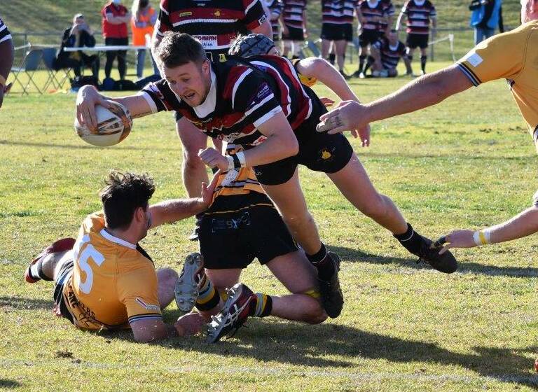 Captain-coach Josh Miles scored a try for Parkes from the scrum base in Saturday afternoon's semi final. Photo: ALLAN RYAN.