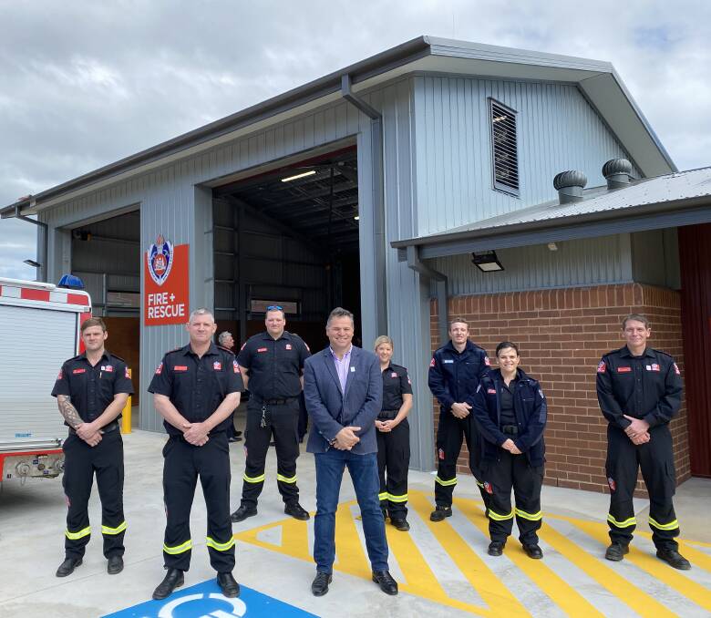 Phil Donato joined some of Parkes firefighters to witness the opening of their new fire station on Tuesday. 