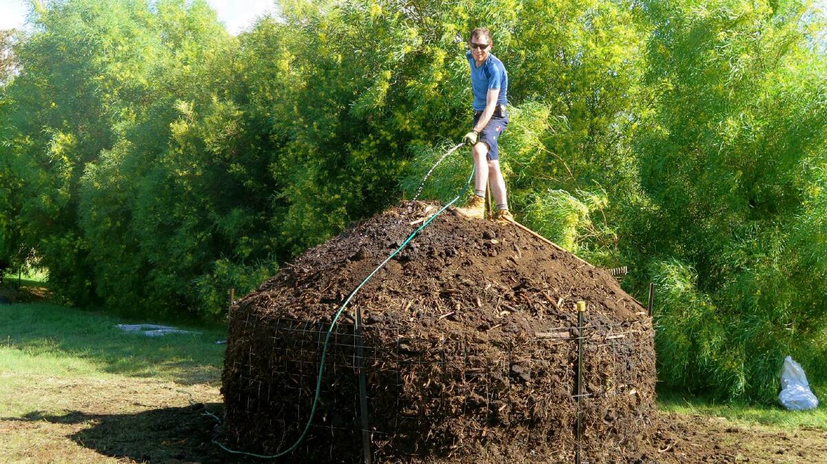 The pile of compost is almost ready for making hot water. Picture: Hannah Moloney