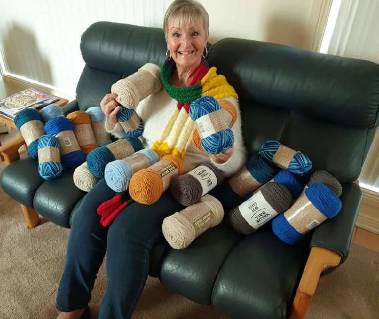 Creative option: Sheila (Sam) Openshaw encourages people to take up knitting or crochet if the coronavirus outbreak means they have to self-isolate, then stockpile the creations before donating them to the homeless or elderly.