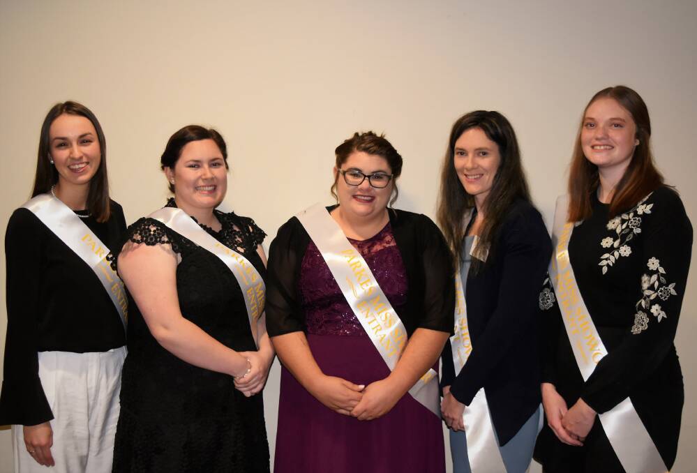 Top talent: The 2019 Parkes Showgirl entrants are Meg Rice, Bec Auld, Emilie Rogers, Brooke Tattersall and Wynona Robinson. Photo: Jenny Kingham.