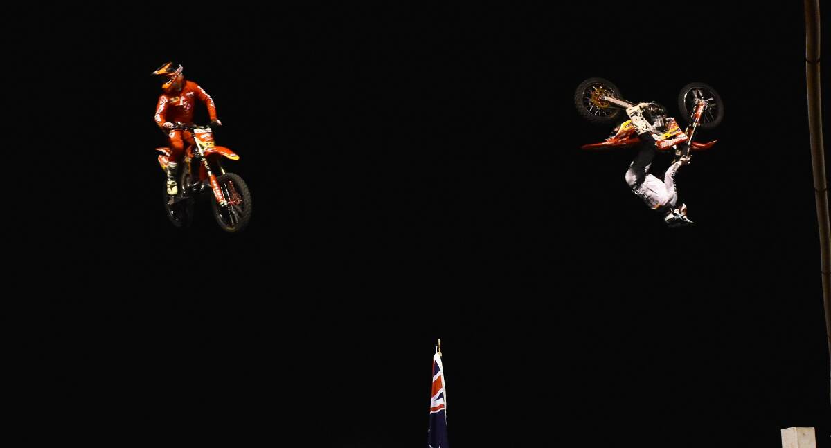 High Flyers: The team from FMX Showtime Motor Bikes put on a jaw dropping display. Photo: Jenny Kingham.