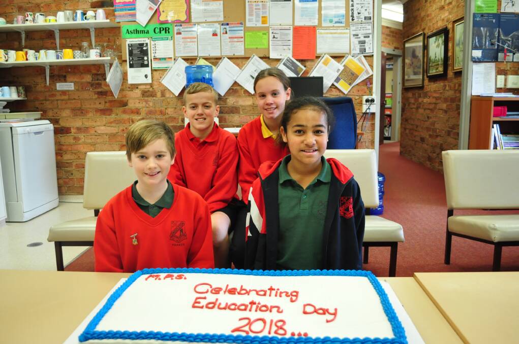 Celebrations: School captains Marty Davies and Alana Folau, celebrate Education Week 2018, with vice captains Lane Ticehurst and Ruby Smith. Photo Supplied.
