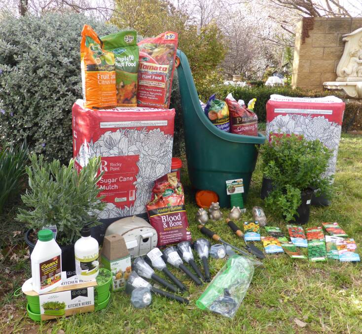 Prizes galore: A wonderful raffle featuring a wheelbarrow full of gardening goodies will be held and tickets just $1 each, with the raffle to be drawn at 3pm on the day. Photos: Supplied.