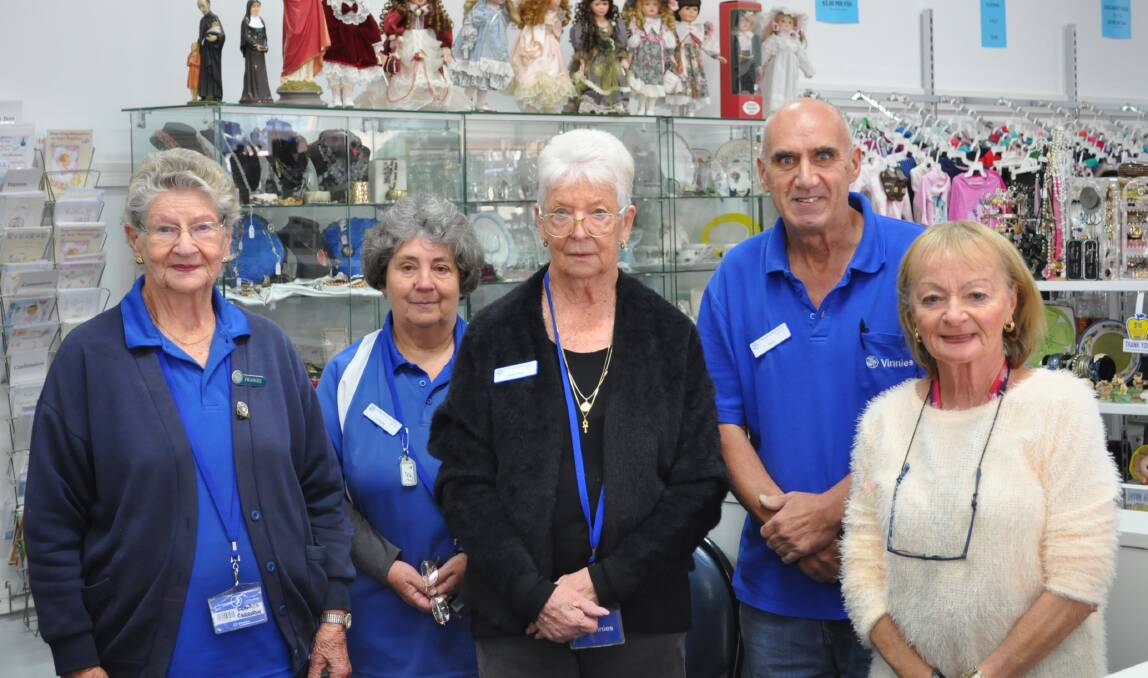 Always there to help: Vinnie's volunteers Frances Charlton, Elaine Charlton, Barbara Scott, Phil Caruena and Liz Jones. Photo: Supplied.