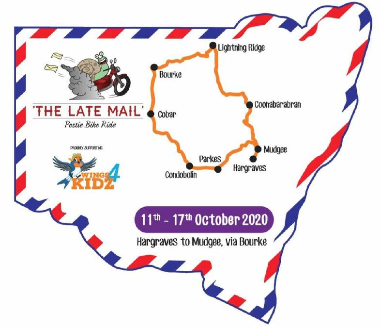 The 2020 Late Mail Postie Bike Ride route.
