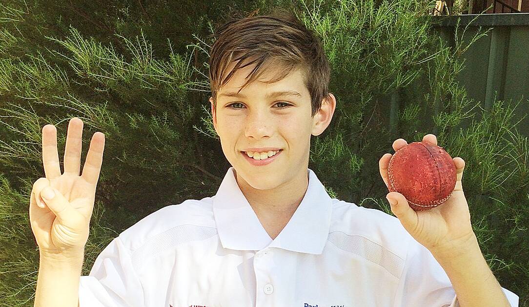 Quinn Hennock was very proud of taking a hat-trick in last week’s Under 10s junior cricket. sub