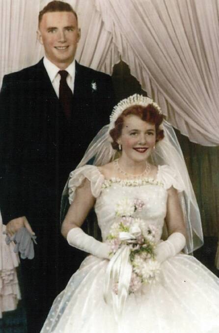 Eric and Colleen Miles are pictured on their wedding day back in 1955.