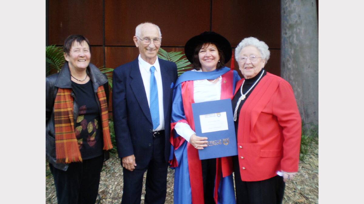 PICTURED ABOVE are Jenny Milligan, and Jonnell with her parents, John and Helen Uptin.
