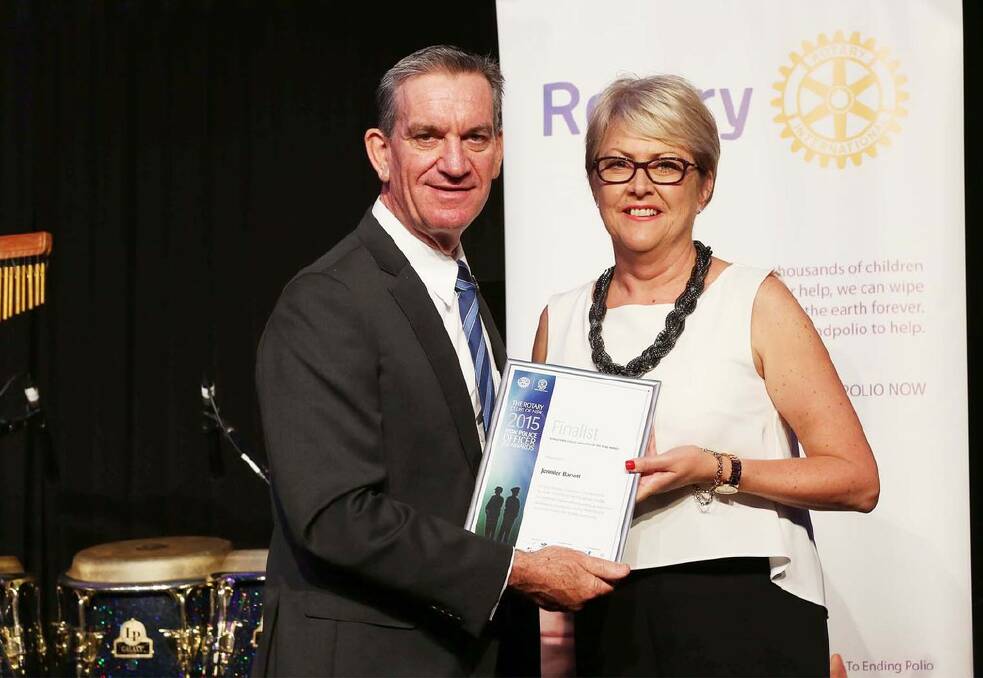 Mrs Jennifer Barrott was congratulated by NSW Police Commissioner Andrew Scipione - one of three finalists announced in the NSW Rotary Police Force Civilian Employee of the Year. 