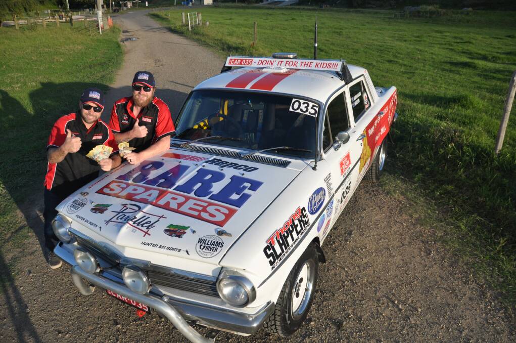 READY FOR THE DRIVE: Brett Abraham and Nekon Greer will take part in the Variety bash in Car 035. Photo: CONTRIBUTED