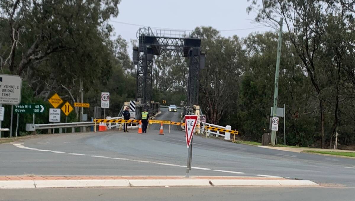 NO ENTRY: The border crossing at Tooleybuc was closed with no traffic allowed through on Wednesday. Photo: SUPPLIED