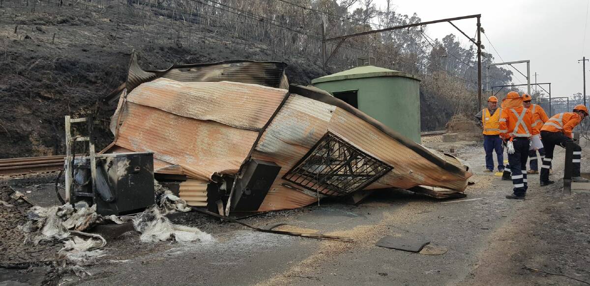 TRACK CLOSED: Bushfire damaged around train lines in the Blue Mountains. Photo: SYDNEY TRAINS