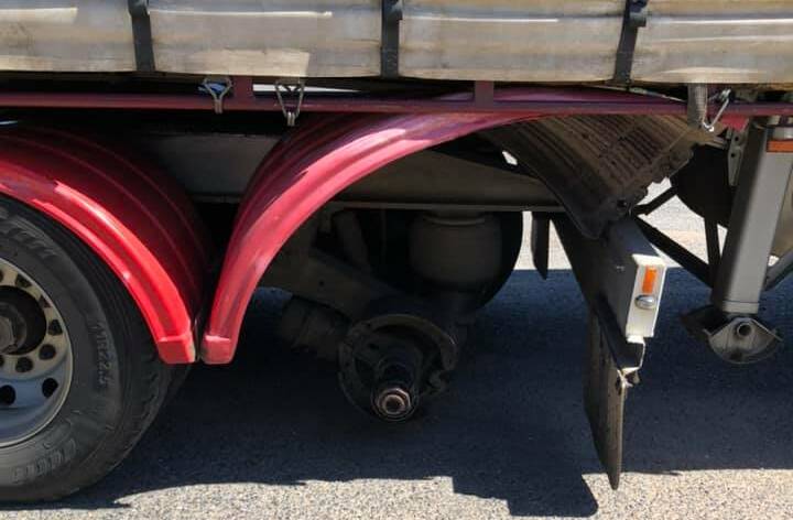 GONE: Police officers were alerted to this truck which had a missing wheel set. Photos: NSW POLICE