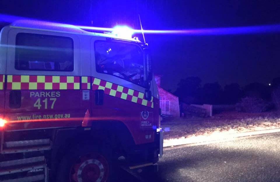CALL OUT: The Fire and Rescue NSW Parkes crew were called out twice overnight to power lines arcing. Photo: FRNSW PARKES