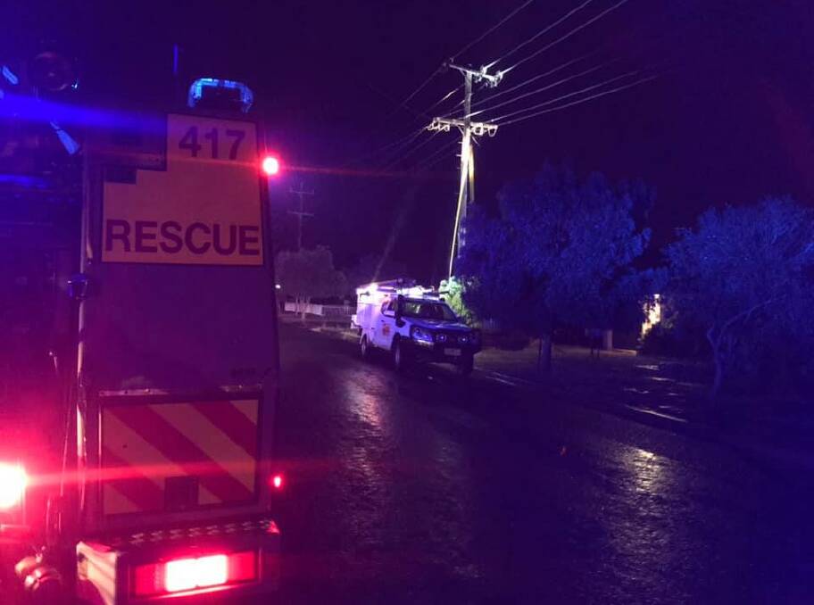 CALL OUT: The Fire and Rescue NSW Parkes crew were called out twice overnight to power lines arcing. Photo: FRNSW PARKES