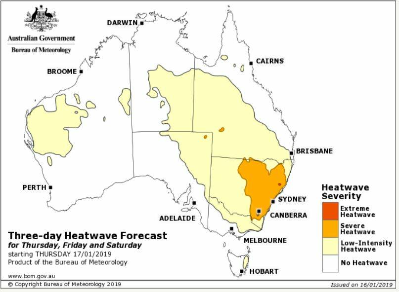 HEATWAVE: Hot, dry weather in the Central West has failed to break any records. Image: BUREAU OF METEOROLOGY