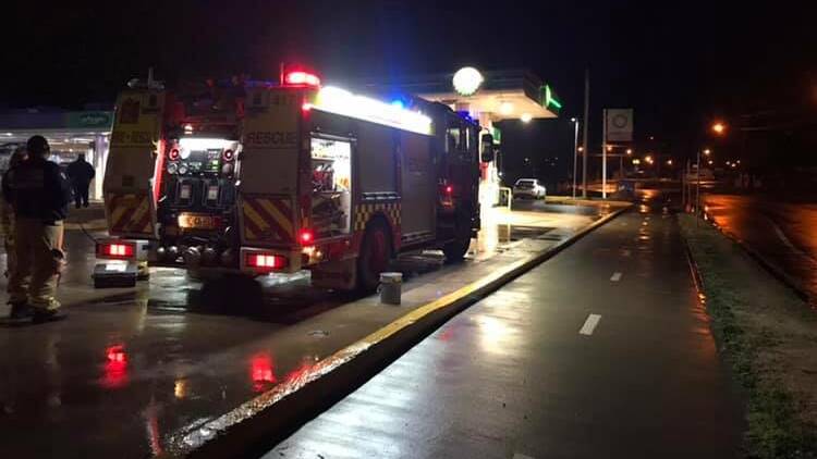 EMERGENCY CALL: The BP service station on Forbes Road was evacuated on Monday night following reports of smoke. Photo: FRNSW PARKES