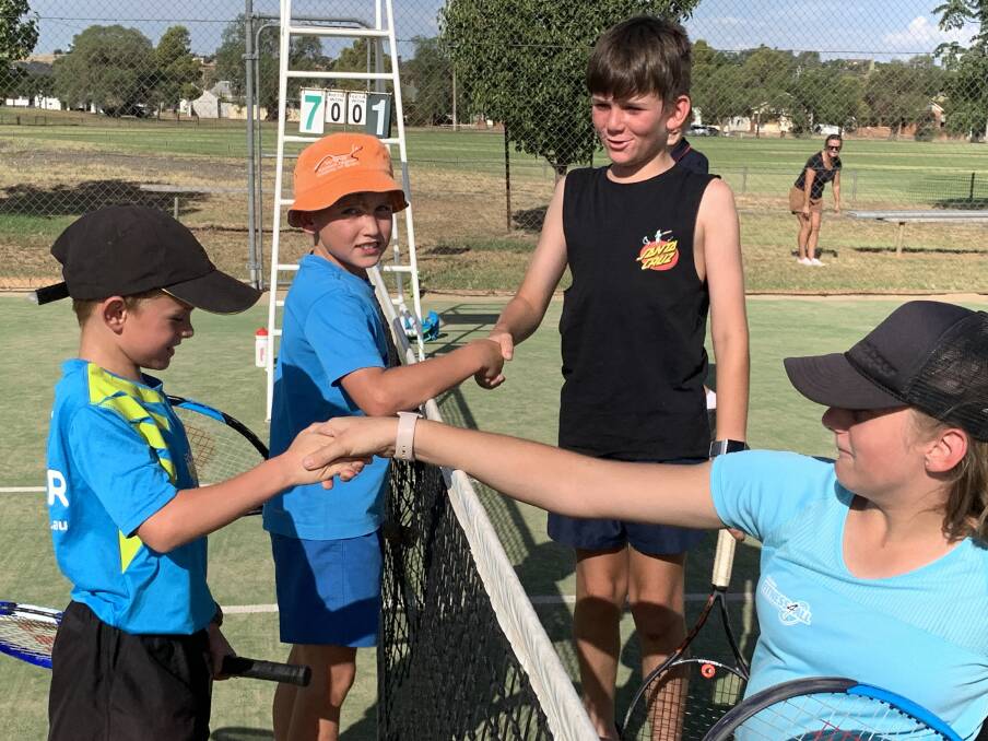 GOOD GAME: Jacques Van Wyk, Tom Rix, Patrick Simpson and Victoria Simpson enjoyed their junior competition doubles. The junior competition will conclude next Tuesday, April 9. Photo: Submitted
