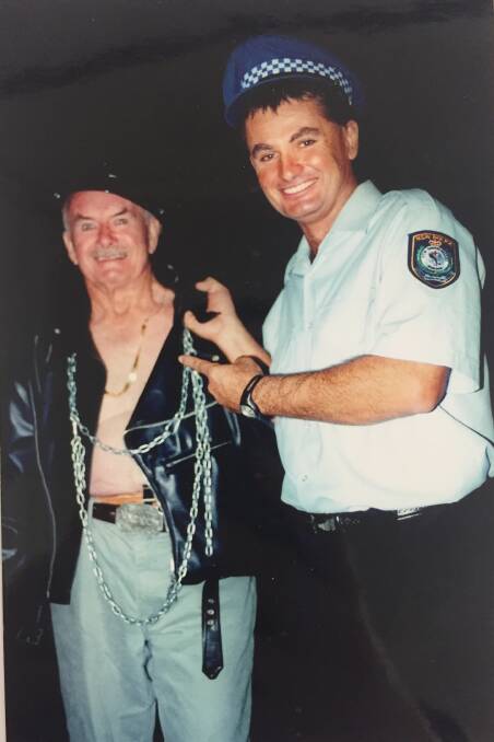 2003: Warwick Tom and policeman Neil Westcott in La Mysticalle in May 2003. Photo: Submitted