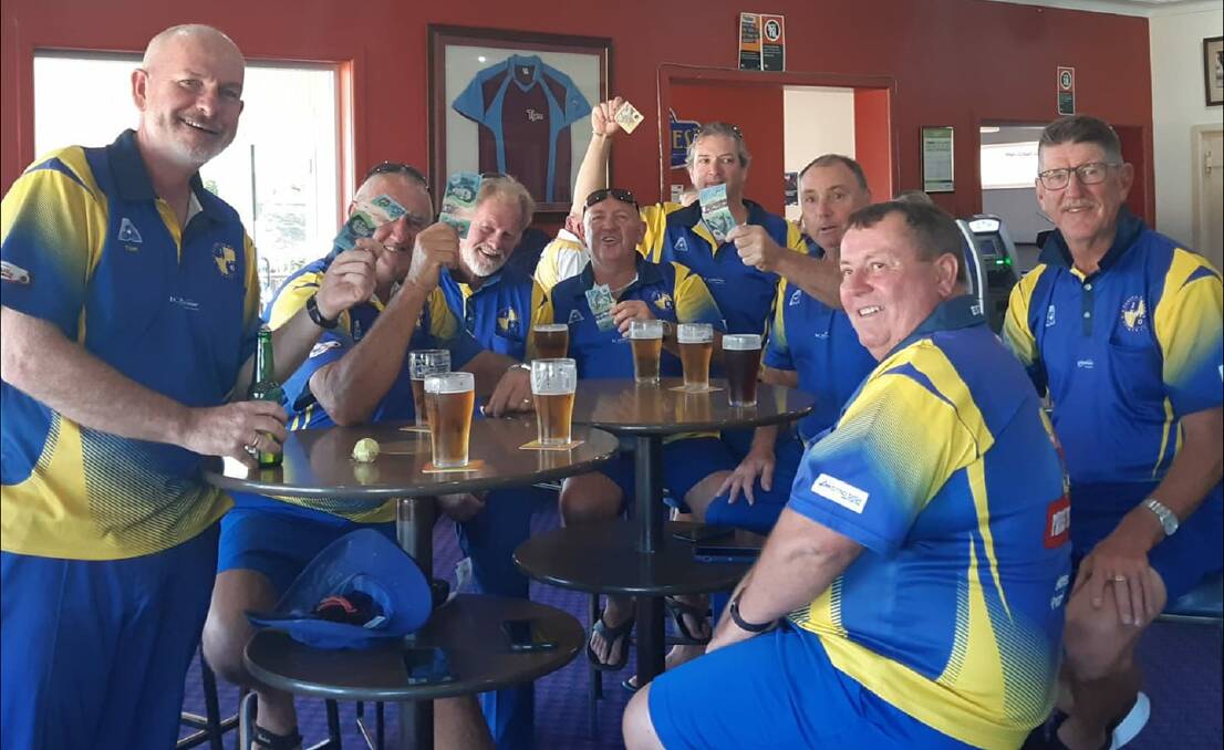 CHEERING: Team Harris was successful on Saturday in the Parkes Bowling and Sports Club championship fours defeating Team Johnson 19 to 14 in an excellent game. Photo: Facebook