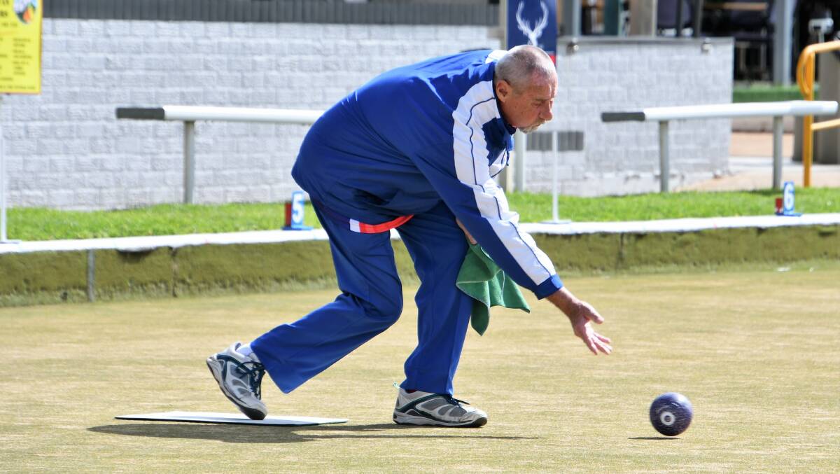 Jakob Johnson playing in the Railway Bowling Club Championships Major Pairs this month. Picture by Jenny Kingham