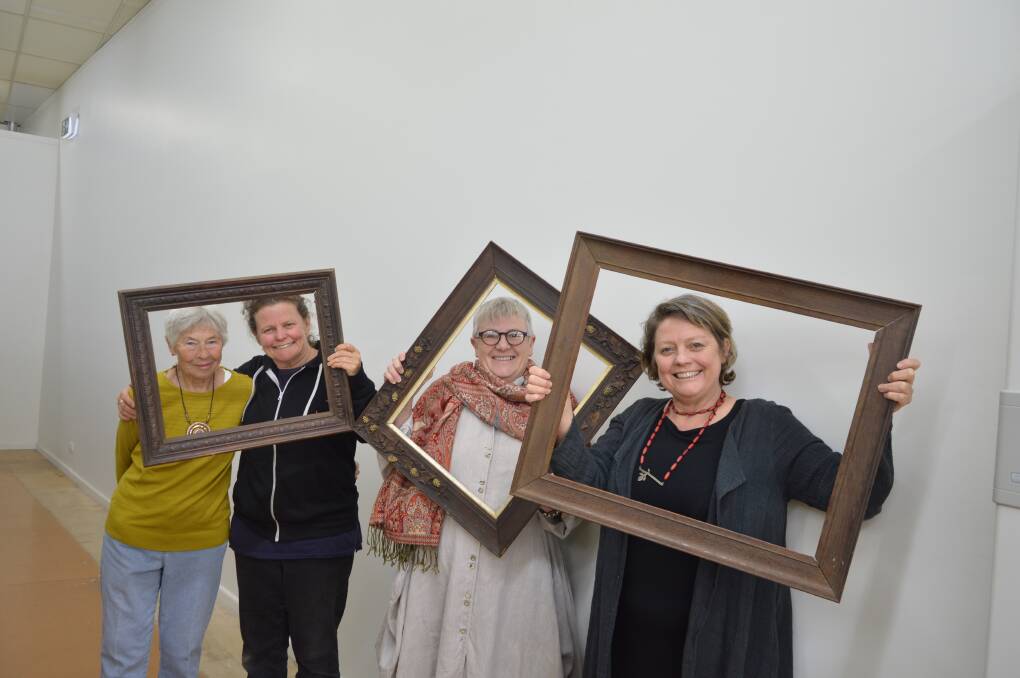 ART SPACE: Our Arts sub-committee Margaret Lewis, Deb Jones, Margot Jolly and Kerryn Jones are excited to turn this wall into a pop-up art gallery at the temporary Parkes Library in Clarinda Street. Photo: Christine Little