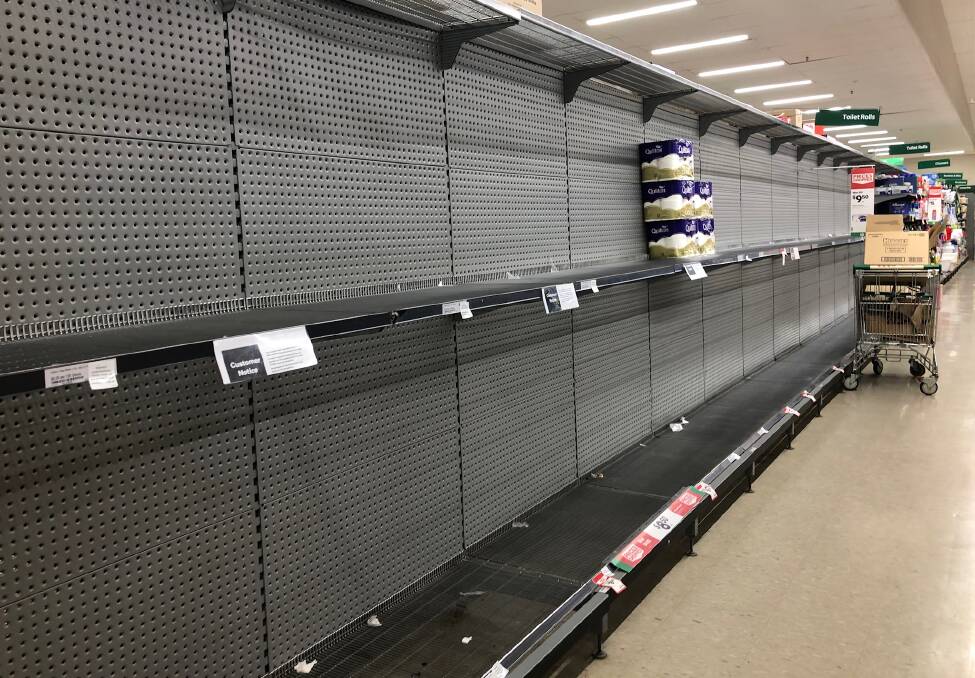 WOOLIES: This is what the toilet roll isle looked like at Woolworths in Parkes on Thursday night.