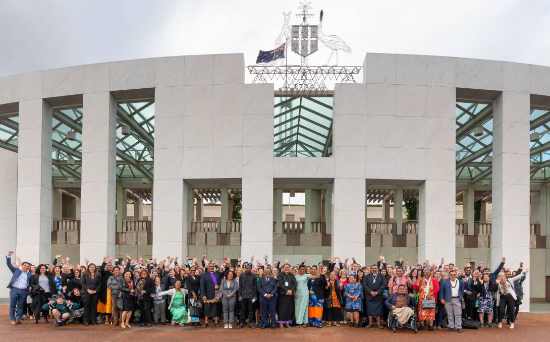 CANBERRA: Parkes Christian School teacher Katrina Harris joined 200 Australians and 15 Pacific church leaders in Parliament last month to discuss important issues relating to the Pacific. Photo: Submitted