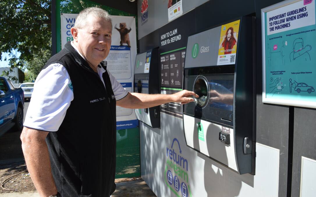 RECYCLING: Parkes man Wally Norman has been recycling at Return and Earn machines since they were installed three years ago. Photo: Christine Little