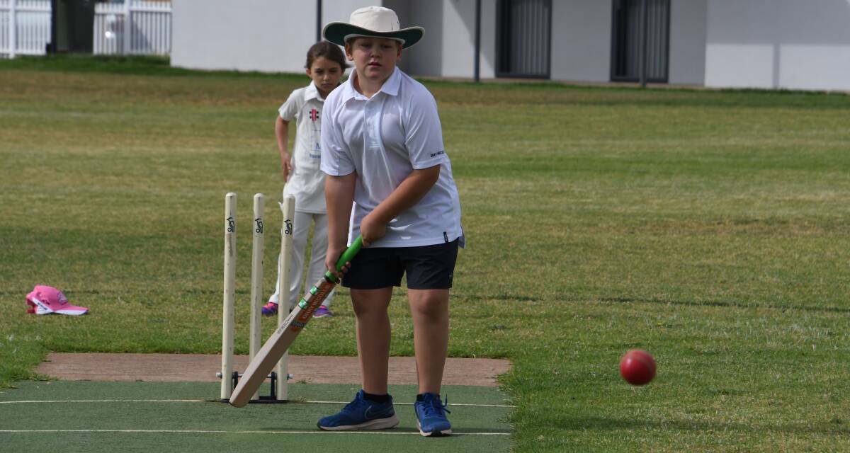 UNDER 10S: Patrick Skinner looked very focused while batting for the Parkes Raptors in a game earlier this month against the Parkes Cats. 