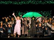 Shannen Toole as Galinda and Hannah Symonds as Elphaba in the Emerald City on opening night of the spectacular performance Wicked in May 2021. Photo by Jenny Kingham