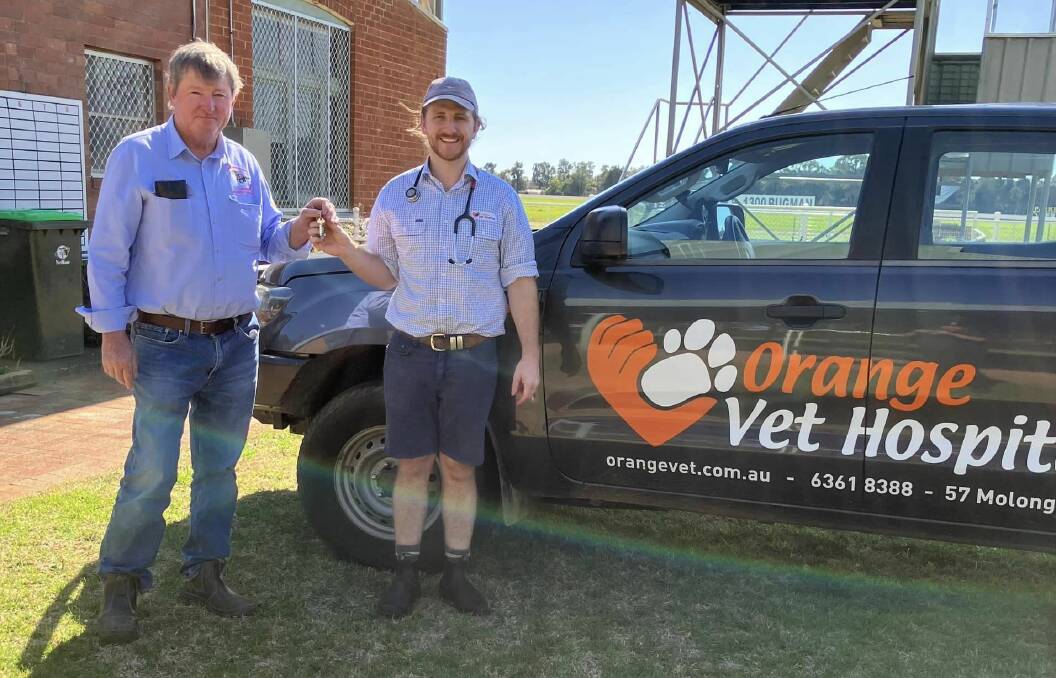 Parkes Jockey Club president Mark Ross and his committee have kindly offered space at the Parkes Racecourse for Dr Ryan Lane from the Orange Vet Hospital to set up a weekly consulting room. Photo by Parkes Jockey Club