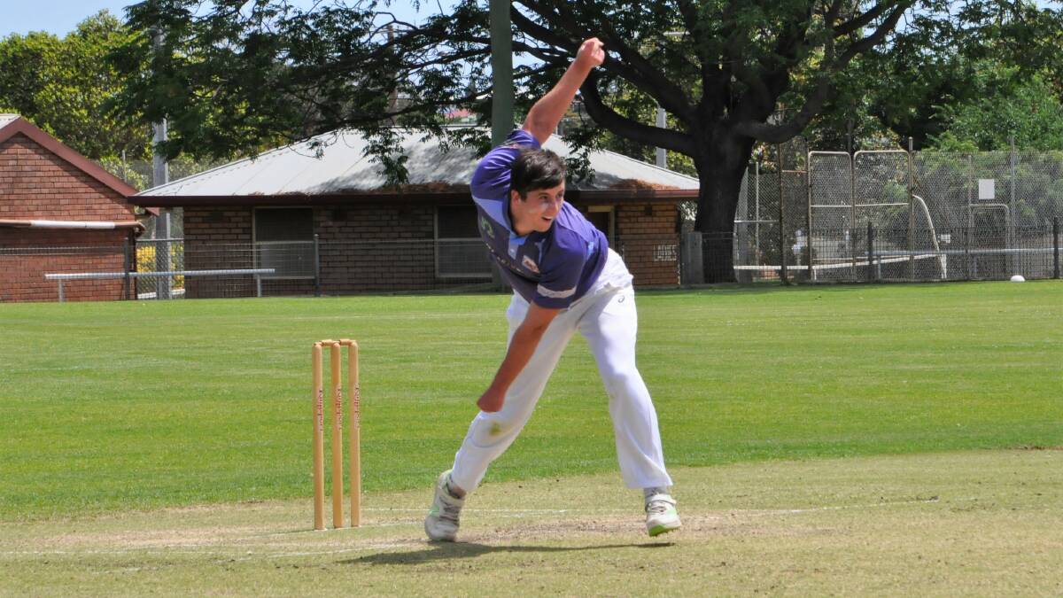 POWER: Bowler Jonah Ruzgas had some speed behind his deliveries in a match between Parkes and Cowra at Woodward Oval in December. Photo: Jenny Kingham